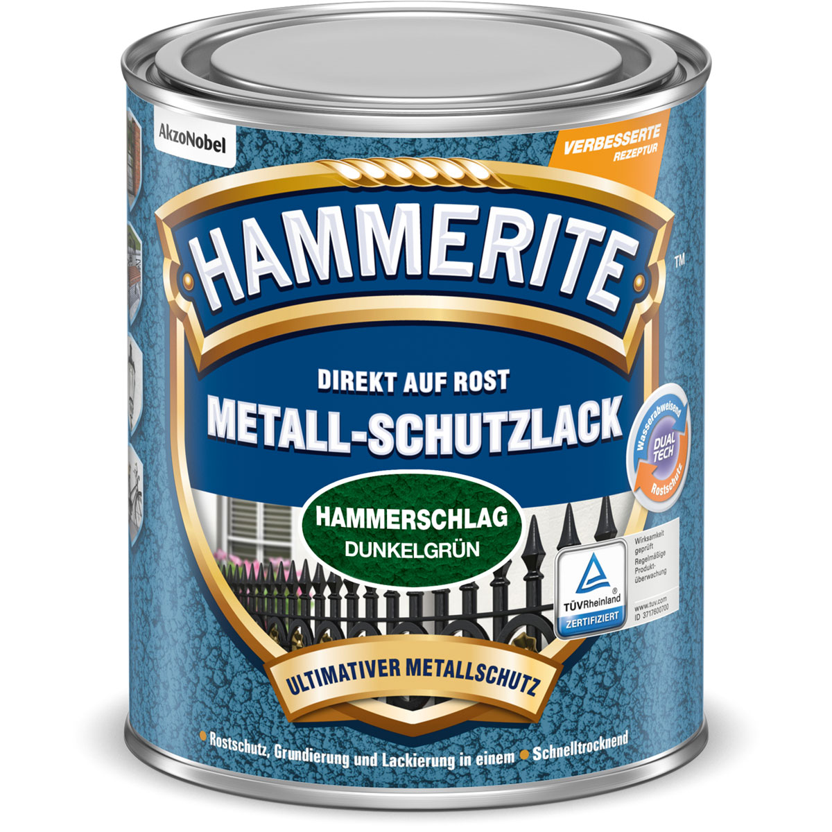 Hammerite Metallschutzlack dunkelgrün Hammerschlag 2,5 L Bild 1