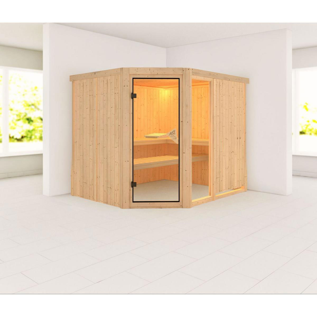 Karibu Systemsauna Fiona 3 68 mm ohne Ofen ohne Dachkranz