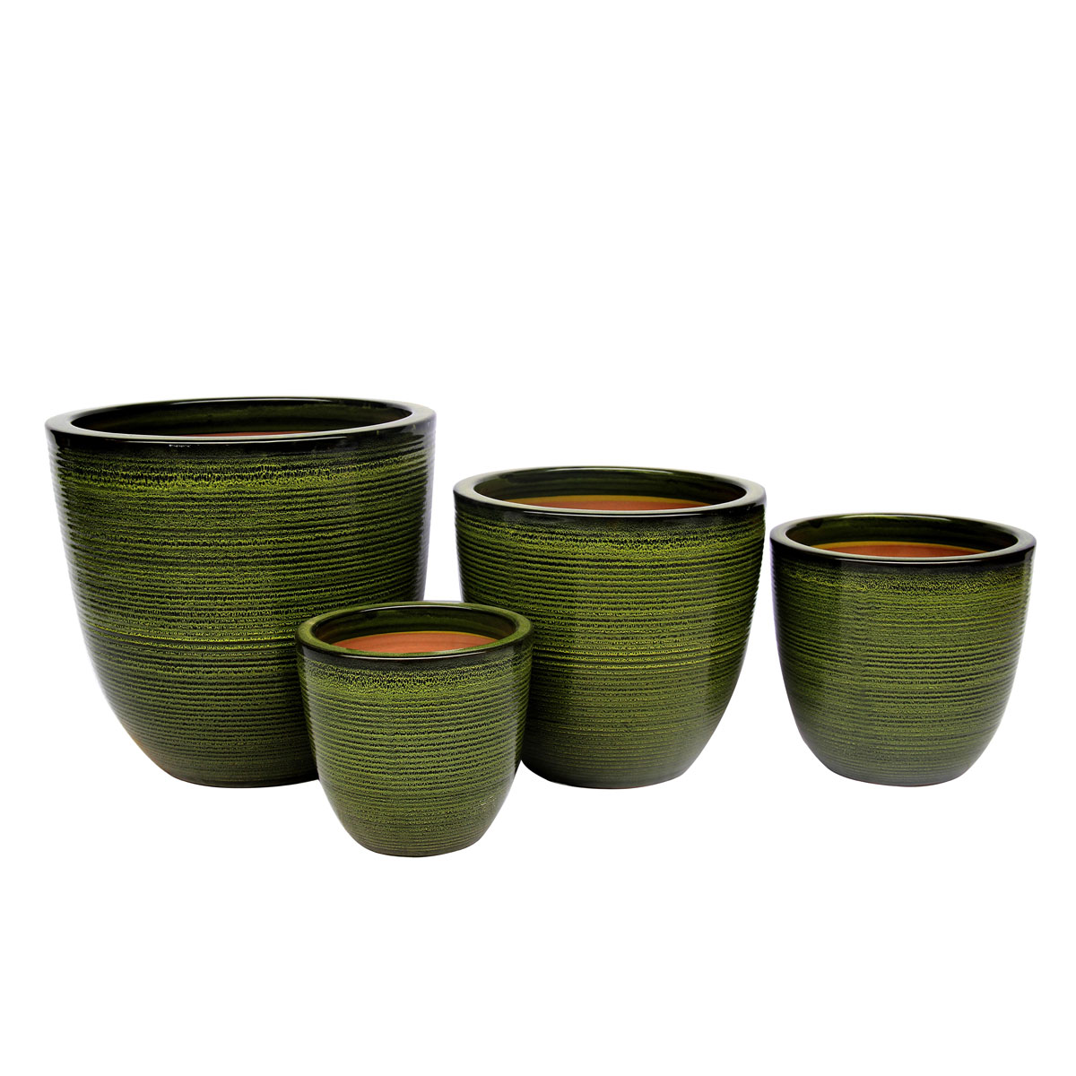 Haveson Pflanztopf Feine Rille grün glasiert Durchmesser 22 x 22 cm