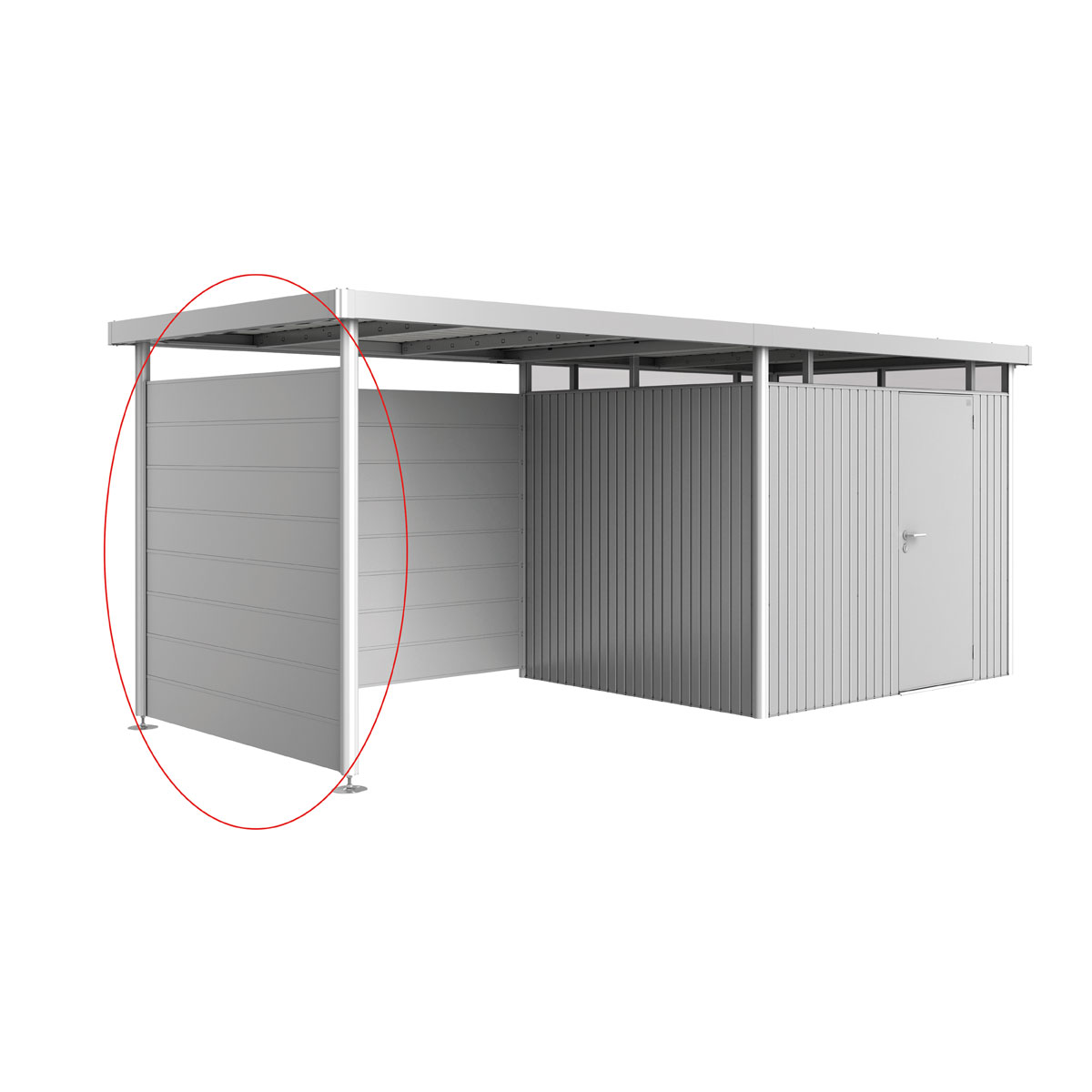 Biohort Seitenwand für Seitendach zu Gerätehaus HighLine H3 silber-metallic