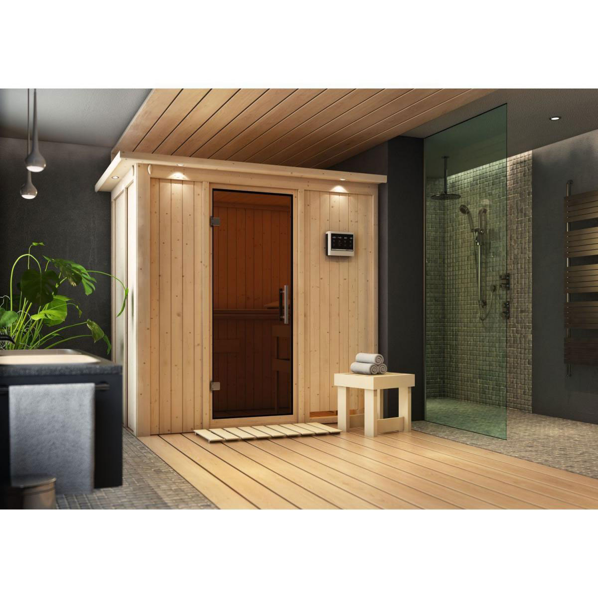 Karibu Variado Fronteinstieg ohne Zubehör mit Kranz Graphittür Bild 4