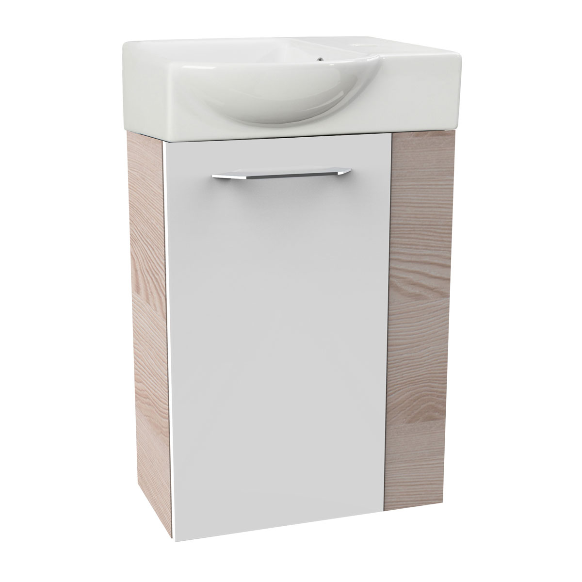 Fackelmann  Gäste-WC Waschtischunterschrank links SBC 440 x 600 x 243 mm Alaska-Esche/Weiß Bild 2