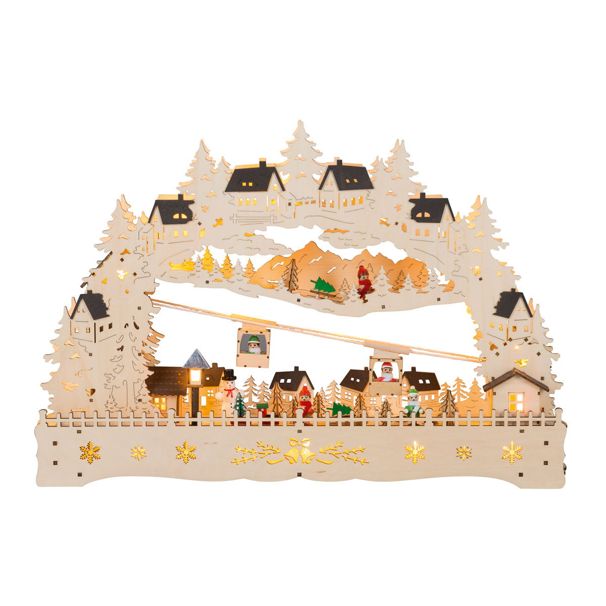 Lichterbogen Wintersport mit beweglicher Seilbahn Netzbetrieb