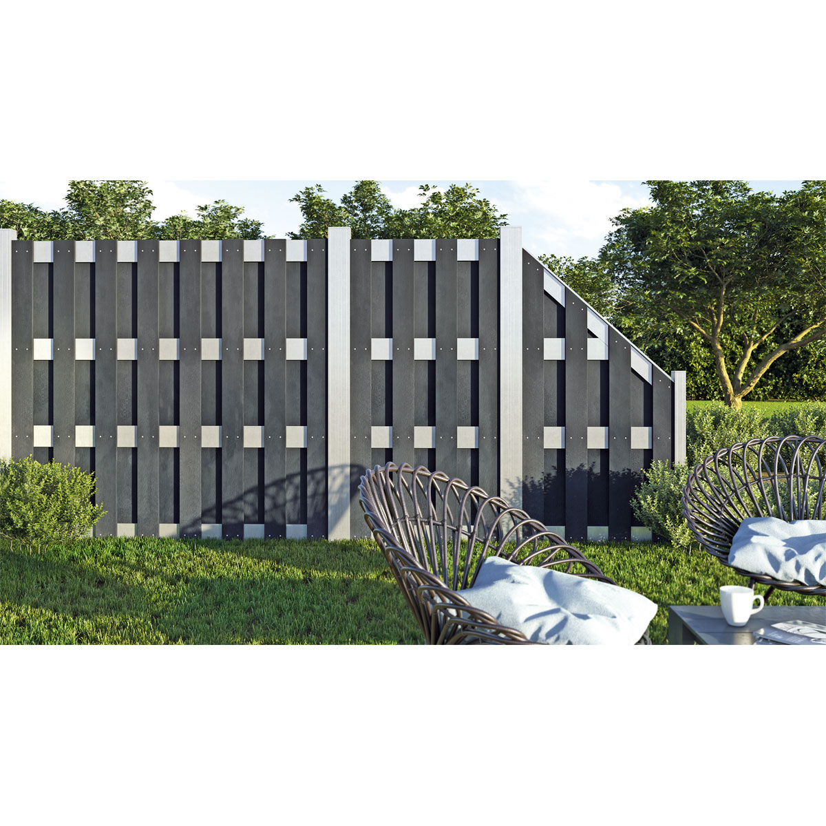 Hartmann Zaun-Grundelement WPC/Alu 180 x 180 cm anthrazit/silber Bild 2