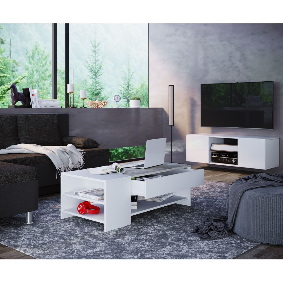 Couchtisch Tindus weiß/Buche Bild 3