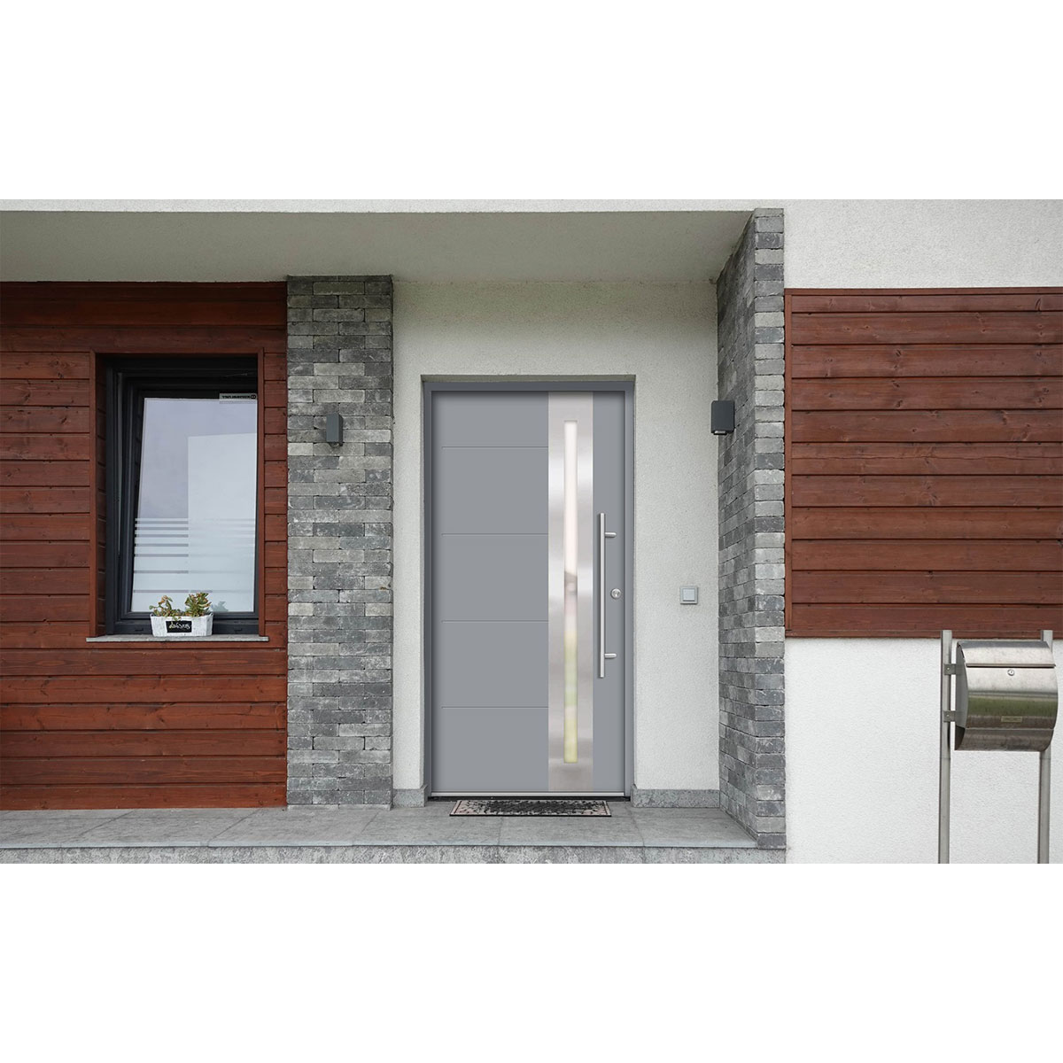 SplenDoor  Premium-Haustür Passivedoor Eksjo energiesparend grau 100 x 210 cm rechts Bild 2