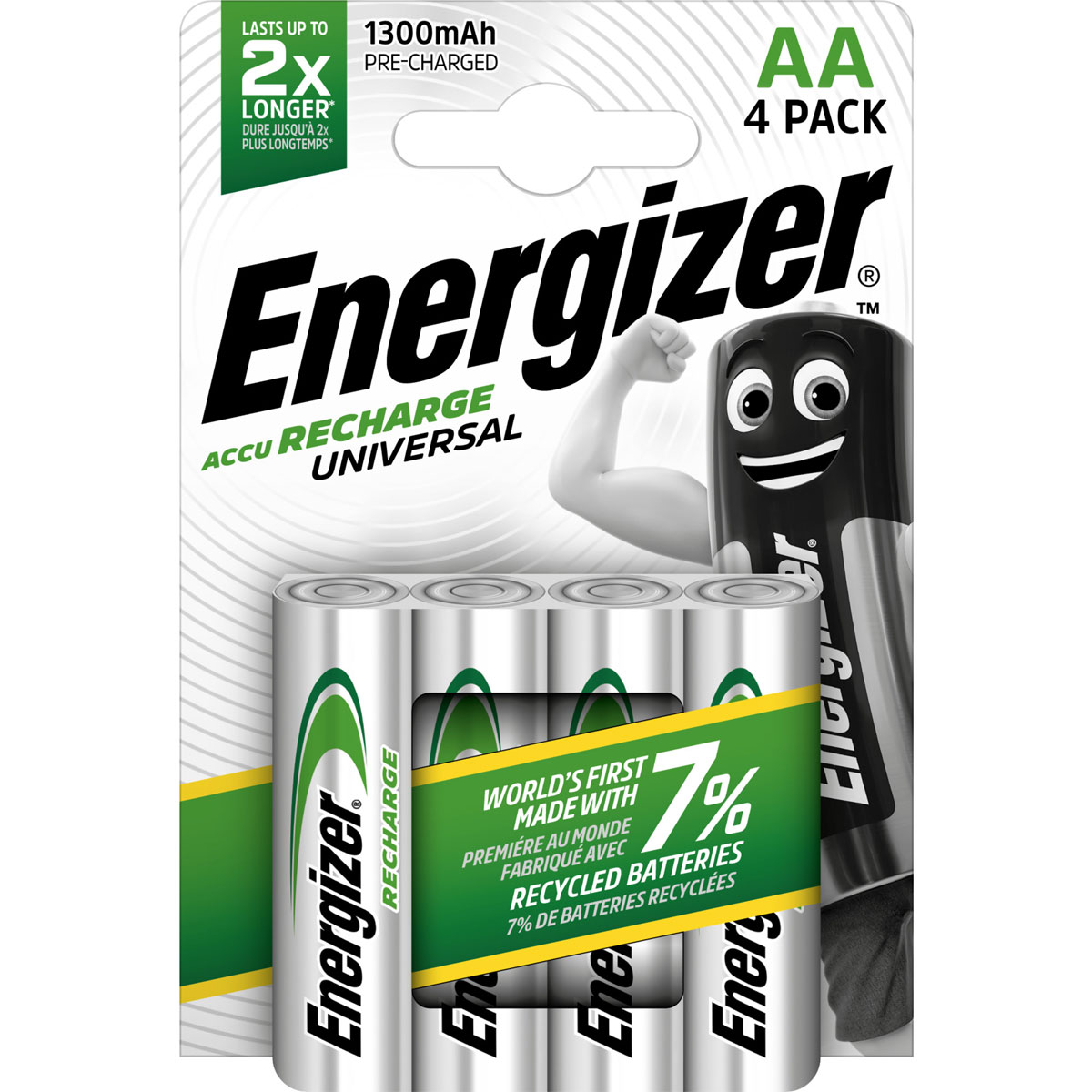 Energizer Mignon AA-Batterien Universal 1.300 mAh wiederaufladbar 4 Stück