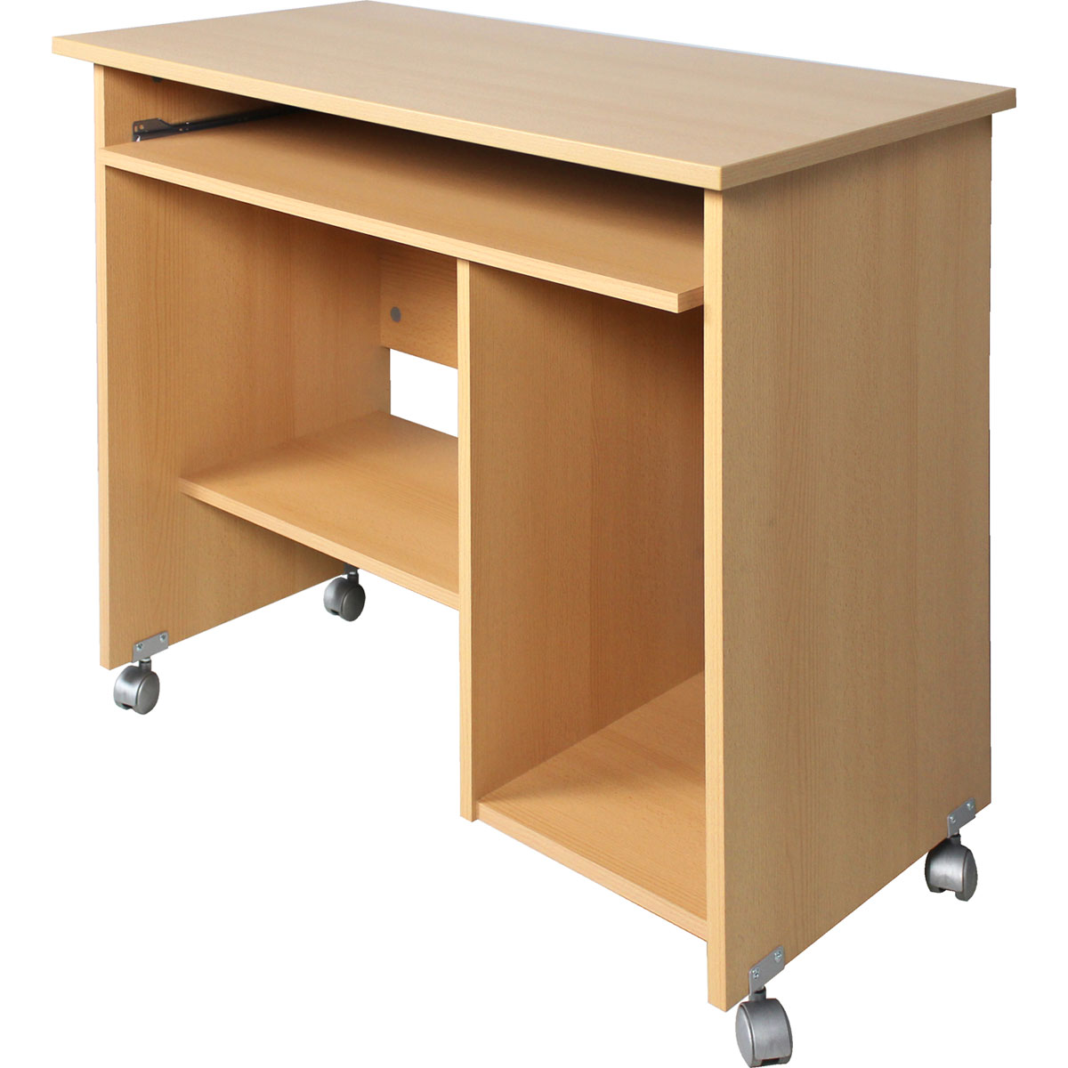Computertisch Work mit Laufrollen und Tastaturauszug 90 x 72 x 48 cm Buche-Nachbildung
