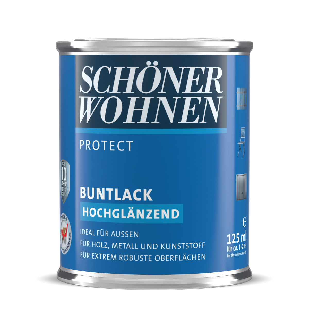 Schöner Wohnen Farbe Buntlack Protect silbergrau hochglänzend 125 ml