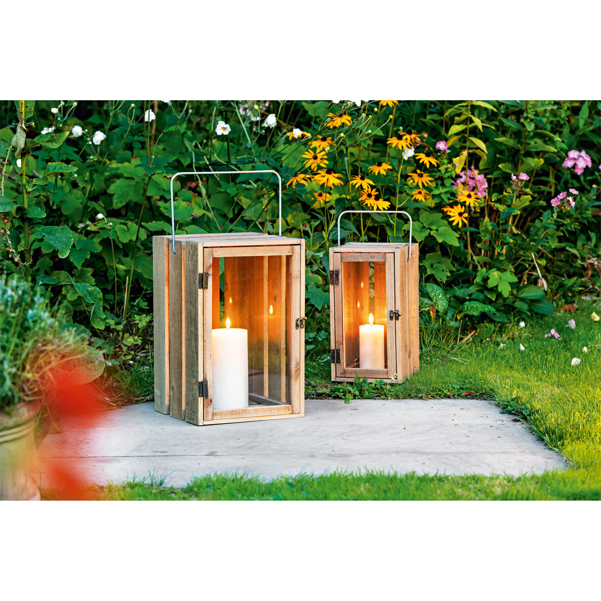 Laterne Kartoffelkistenlook Holz 29 x 45 cm Bild 3