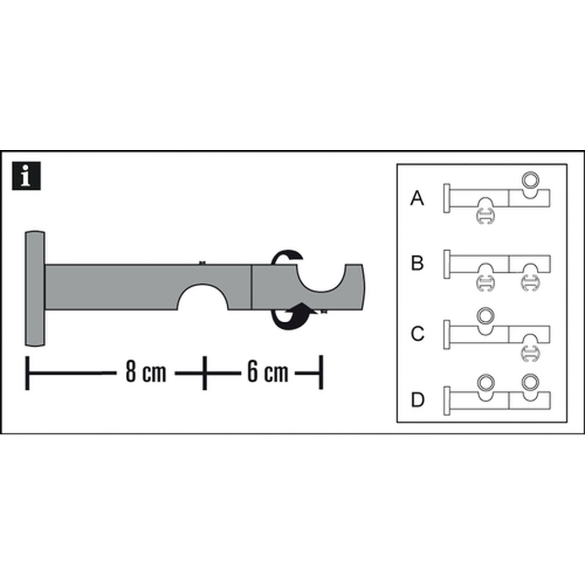 Gardinia Doppel-Kombiträger Chicago offen für Durchmesser 20 mm 8/6 cm weiß Bild 3