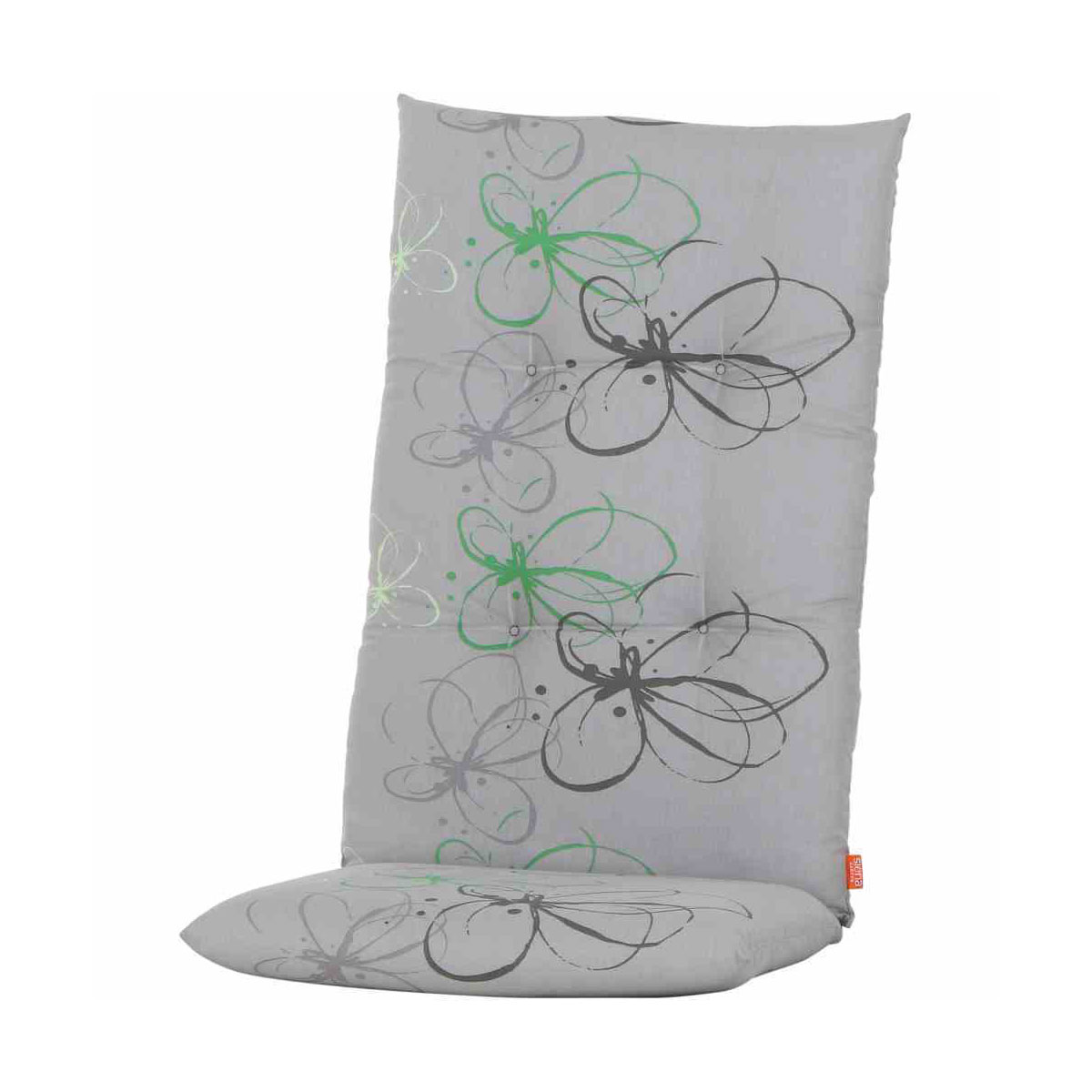 Siena Garden Auflage Regor 120 x 48 x 8 cm für Hochlehner grau mit Blumen grün-anthrazit