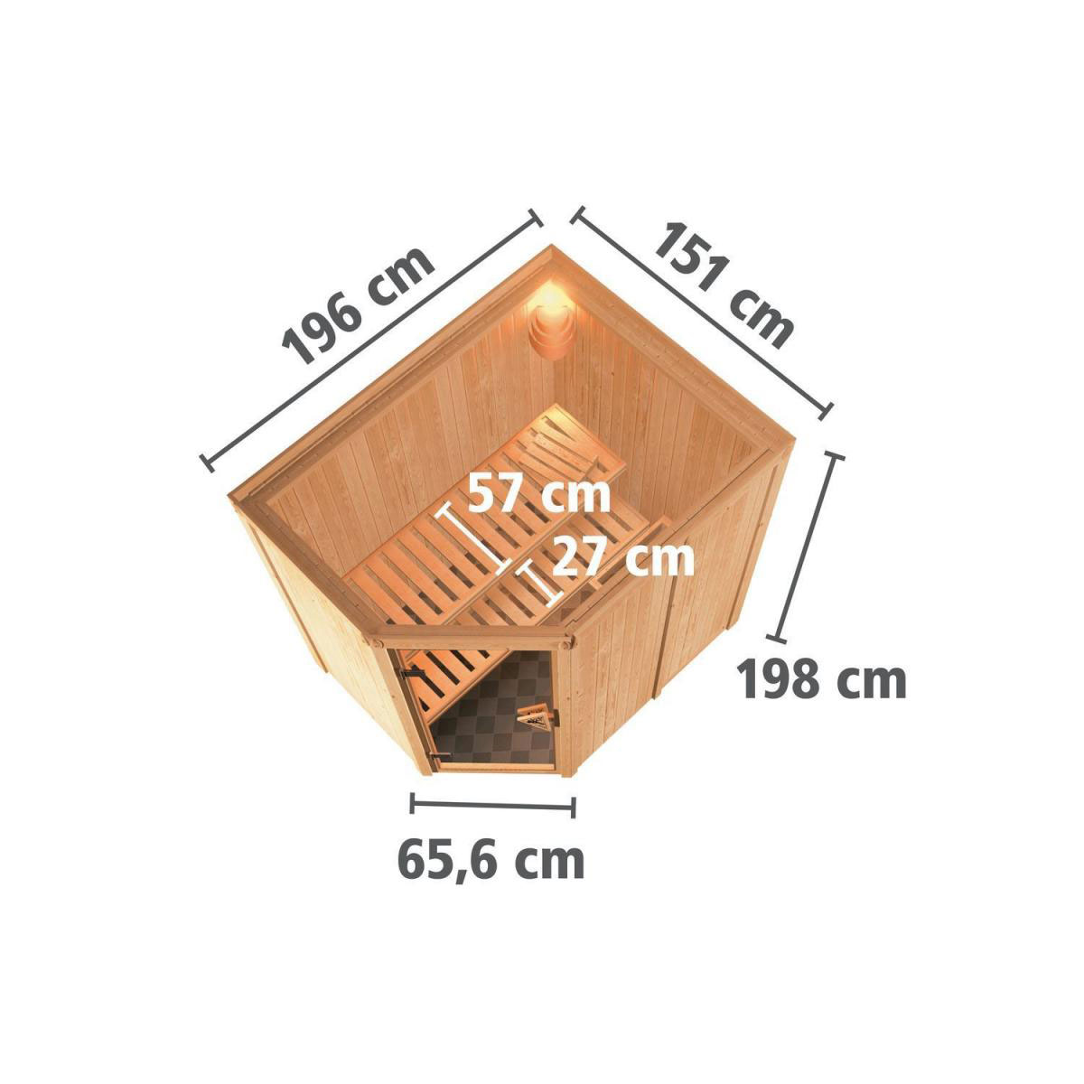 Karibu Sauna Saja Eckeinstieg ohne Ofen kein Kranz Energiespartür Bild 11