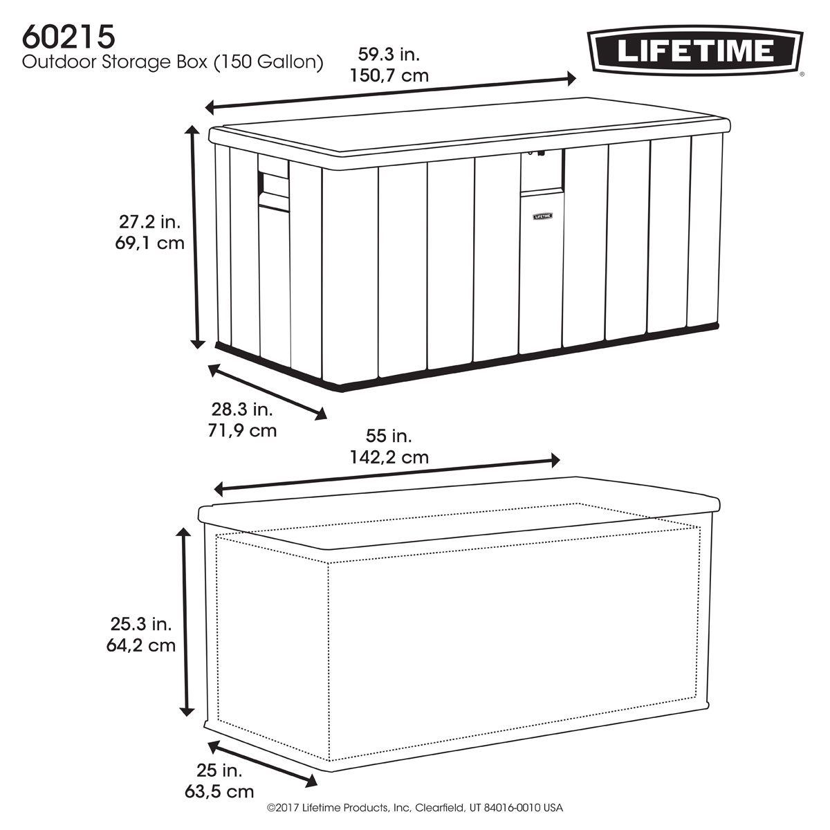 Lifetime Kissenbox 570 L 71,9x150,7x69,1cm Grau Bild 10