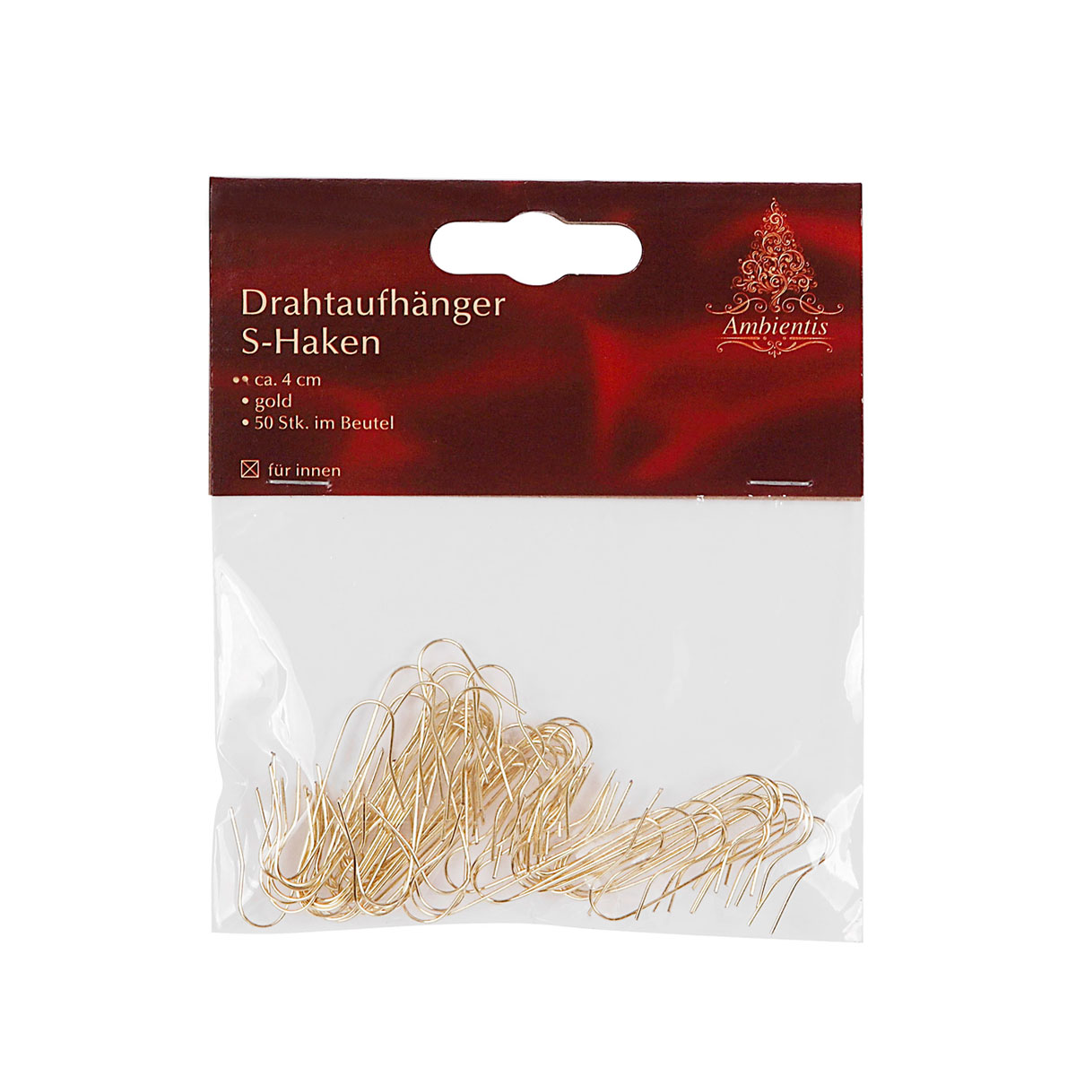 Ambientis Drahtaufhänger S-Haken 50 Stück im Beutel gold Bild 2