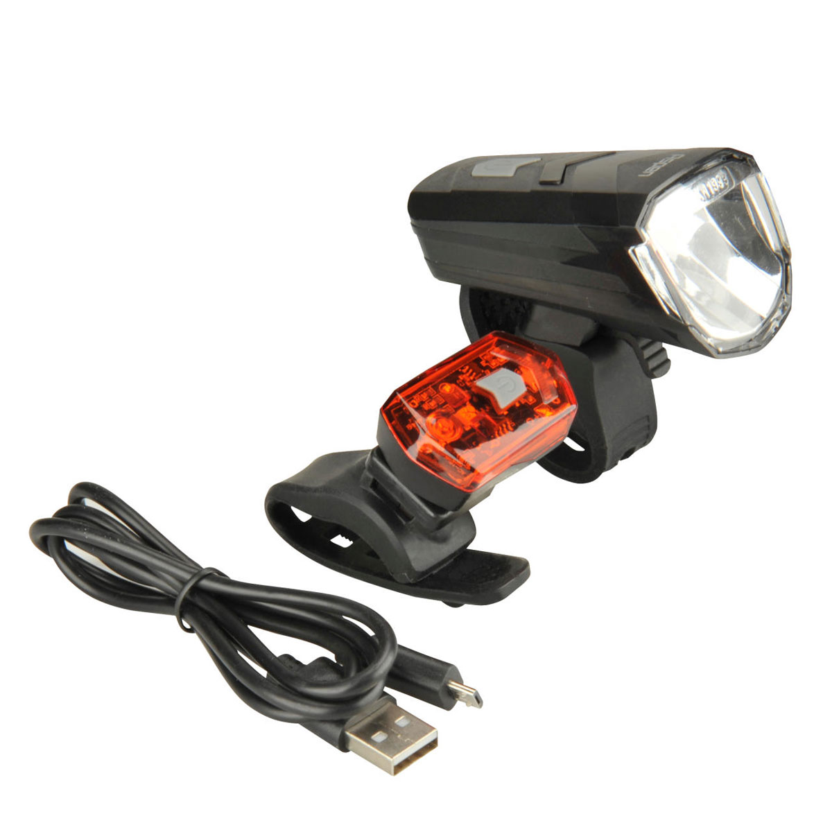 Fischer Bikes LED-Akku-Leuchten-Set 30/15 Lumen 3-teilig