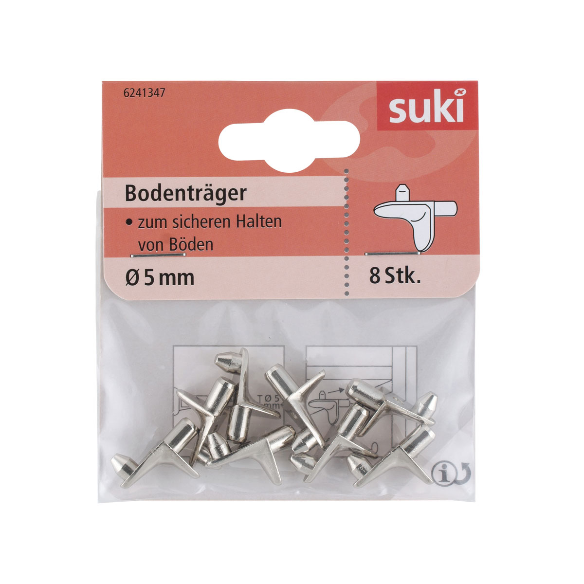 Suki Bodenträger Stahl Durchmesser 0,5 x 0,8 cm vernickelt 8 Stück Bild 1