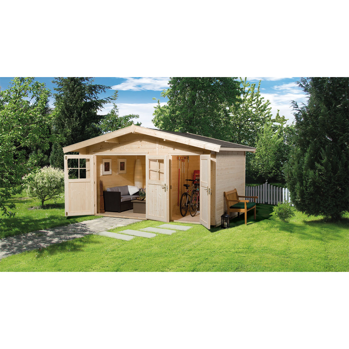 Weka Gartenhaus 261 Größe 1 400 x 235 cm naturbelassen