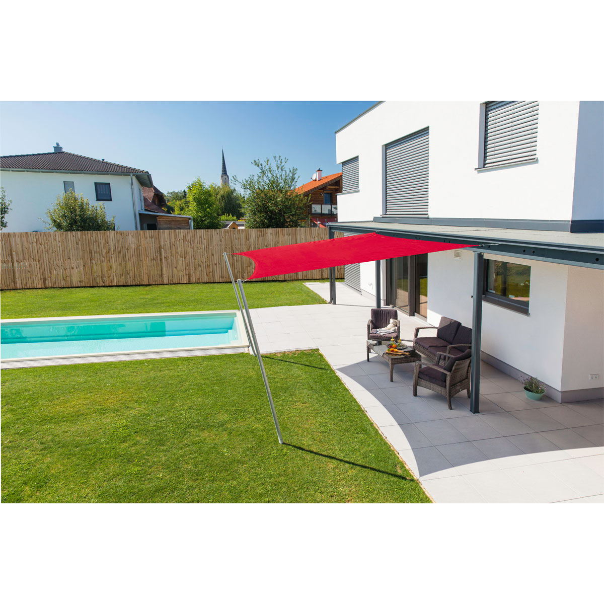 Viereck-Segel Cannes 5 x 5 m brick Bild 3