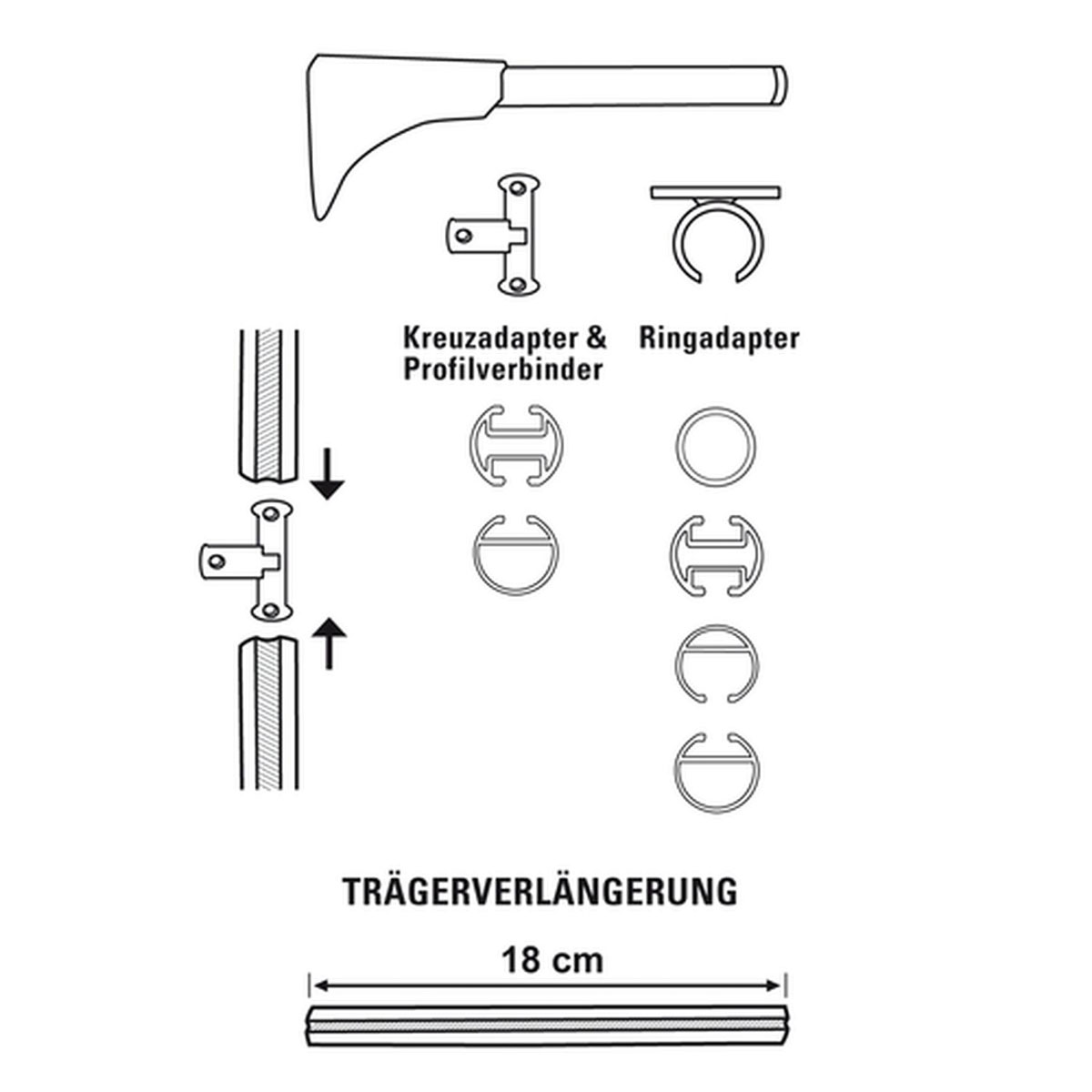 Gardinia Universal Träger 1- und 2-Lauf für Durchmesser 20 mm 6/5 cm titan Bild 3