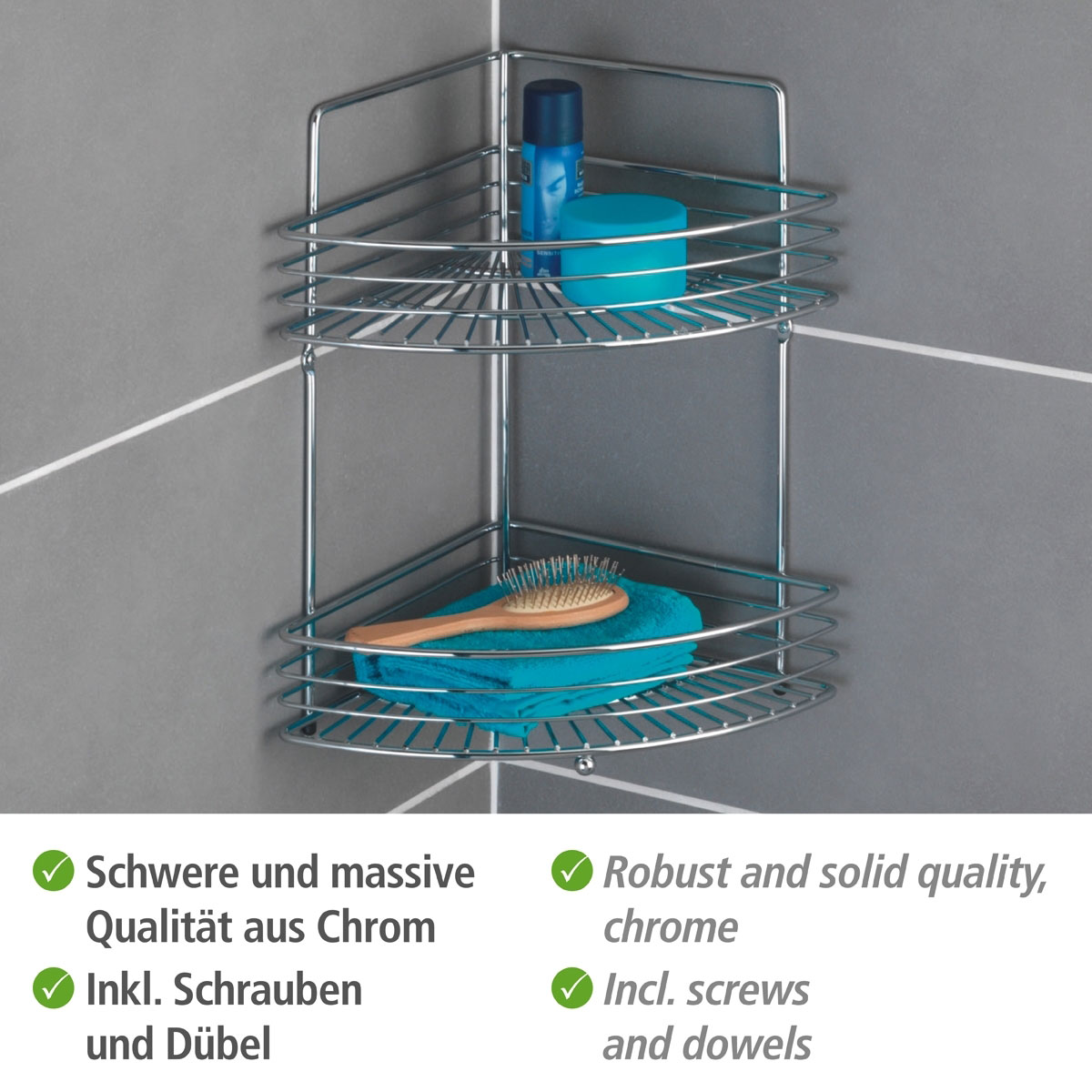 Wenko Eckwandablage Milano mit 2 Etagen chrom Bild 3