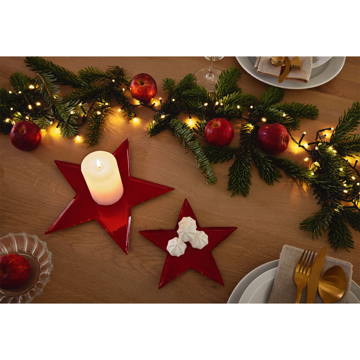 Emaille-Tablett Stern Metall 20 x 1 x 20 cm rot-gold Bild 2