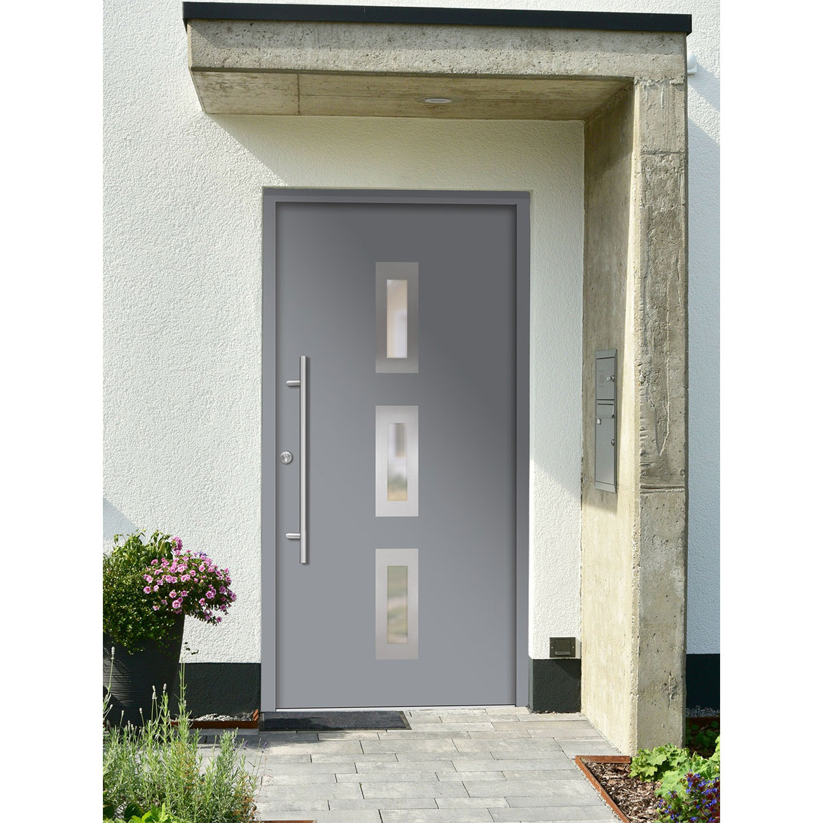 SplenDoor  Premium-Haustür Passivedoor Aalborg energiesparend grau 100 x 210 cm links Bild 2