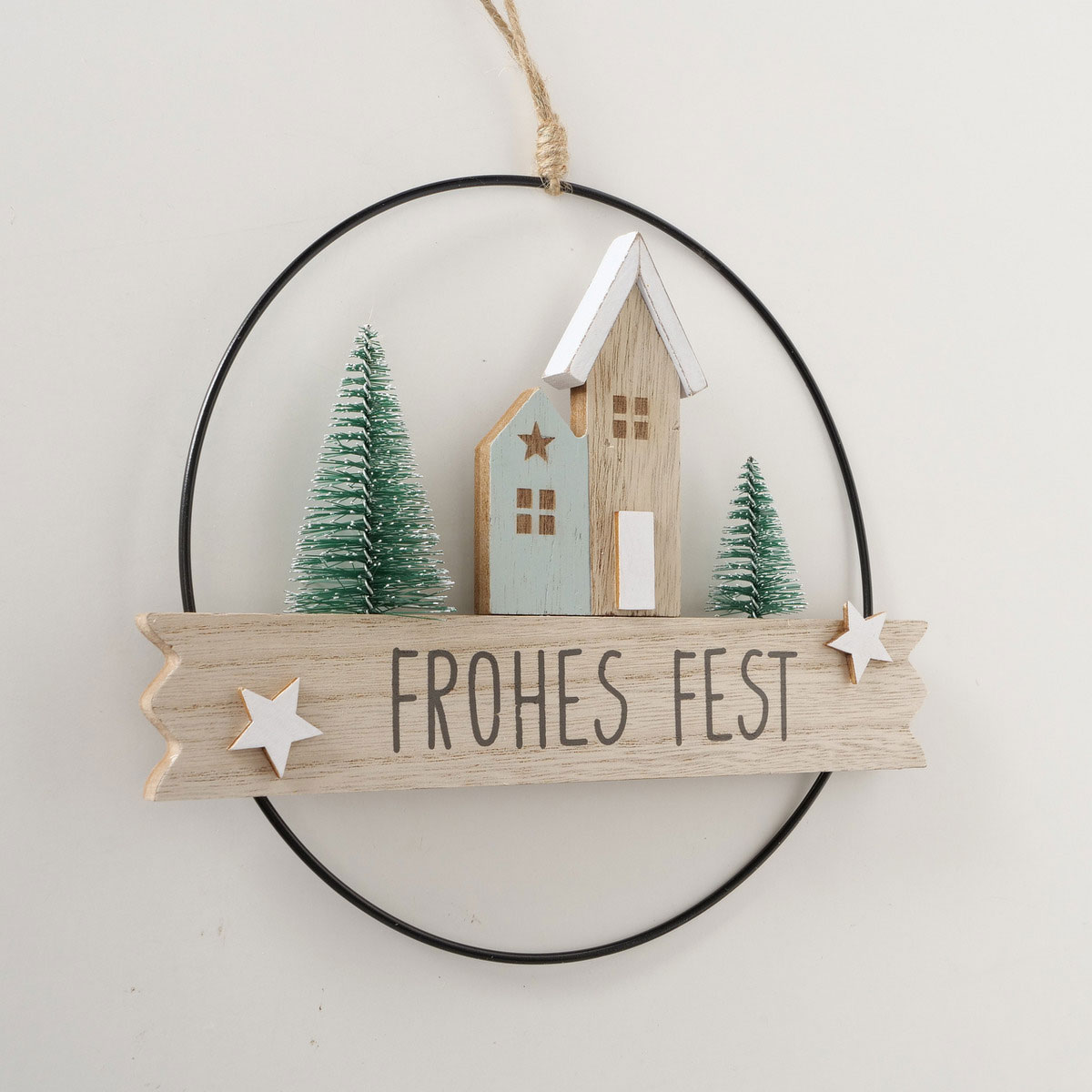 Dekoanhänger Gustaf sortiert Rund 22 x 2 x 20 cm schwarz grün natur weiss Metall Bild 4