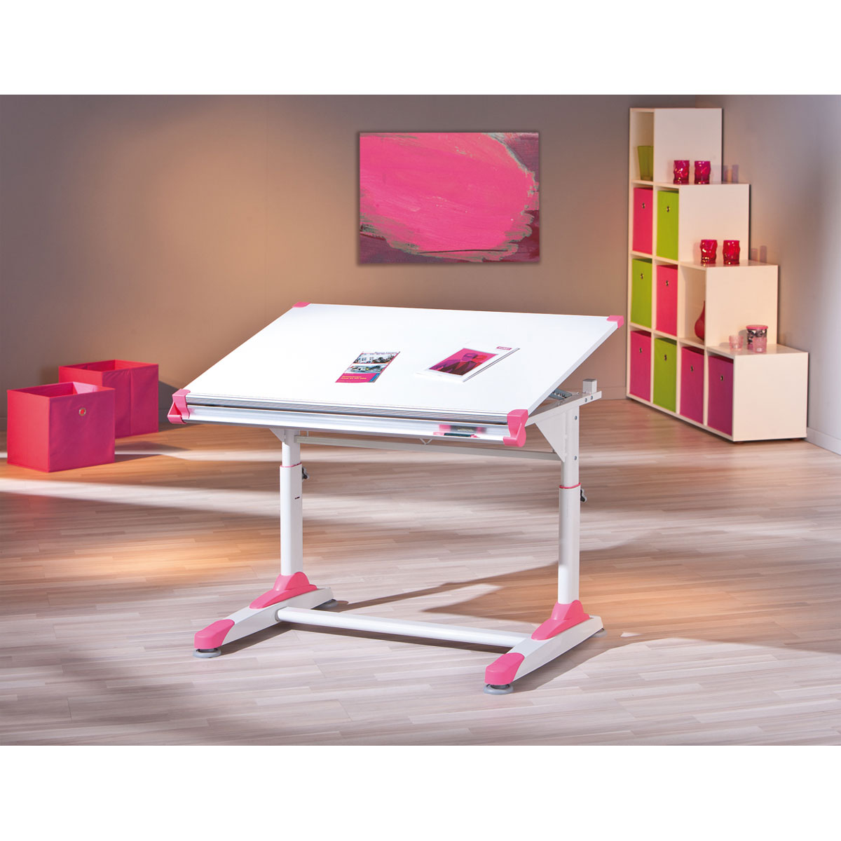 Inter Link Schüler-Schreibtisch „2 Colorido“, weiß Pink-Grün, 100x84x55 cm Bild 6