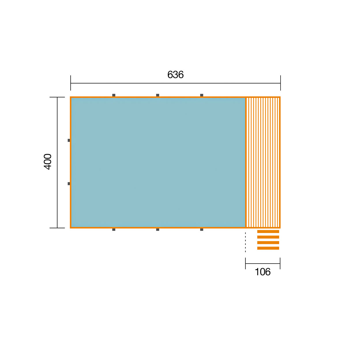 Weka Pool Rechteckig Größe 2 b 401,5 x 641,5 cm inkl Technikraum/Sonnendeck und FilteranlageFolie blau 0,6 mm Bild 2