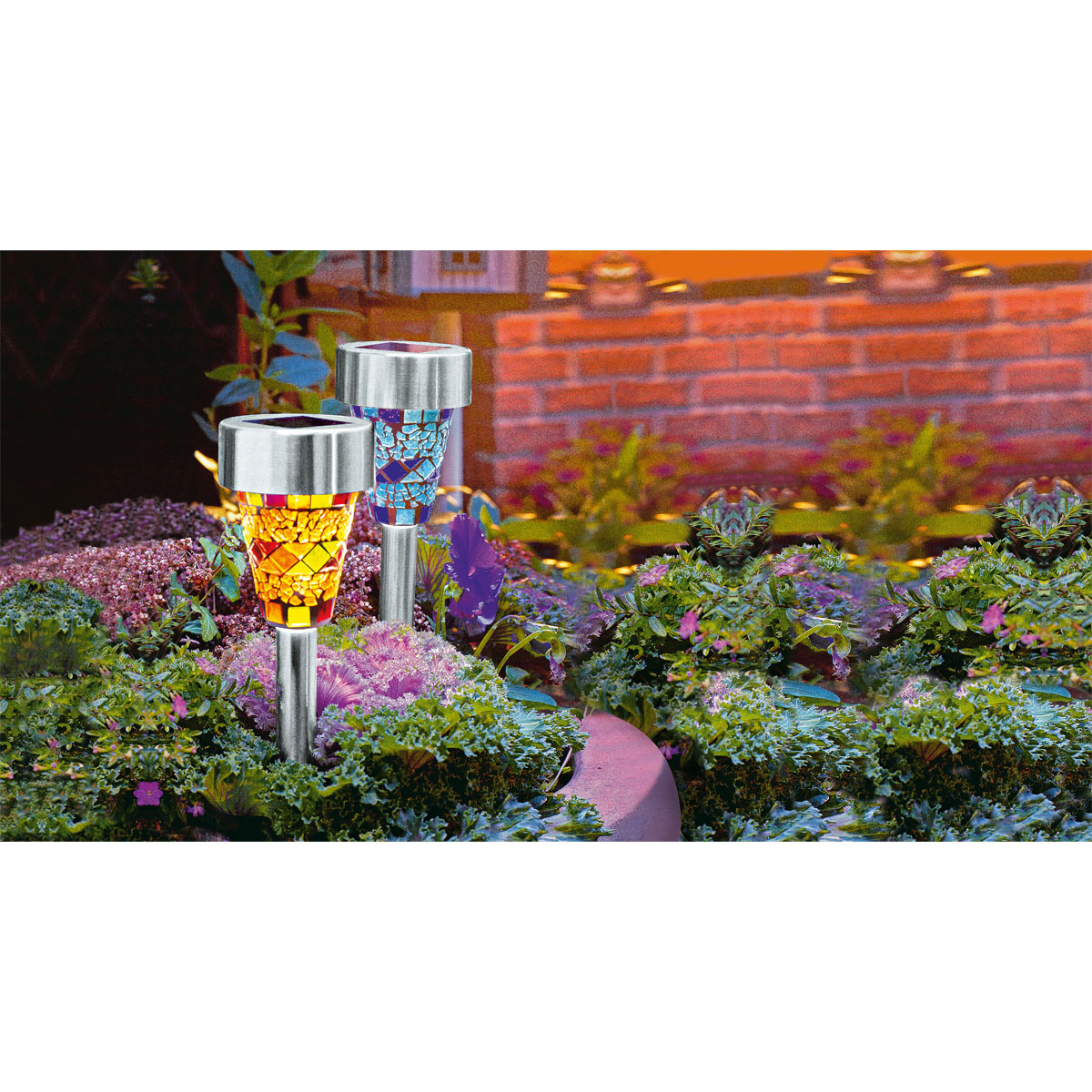Flector Garten Solarleuchte Mosaikstick bernsteinfarben Bild 4