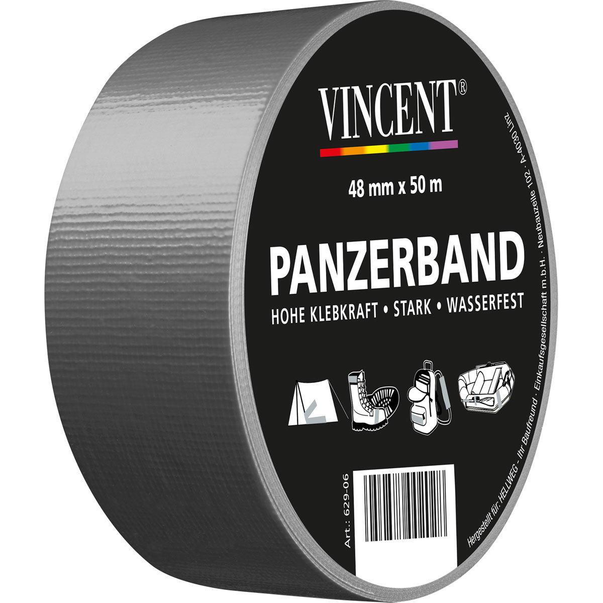 Vincent Gewebeband Panzerband 50 m x 48 mm