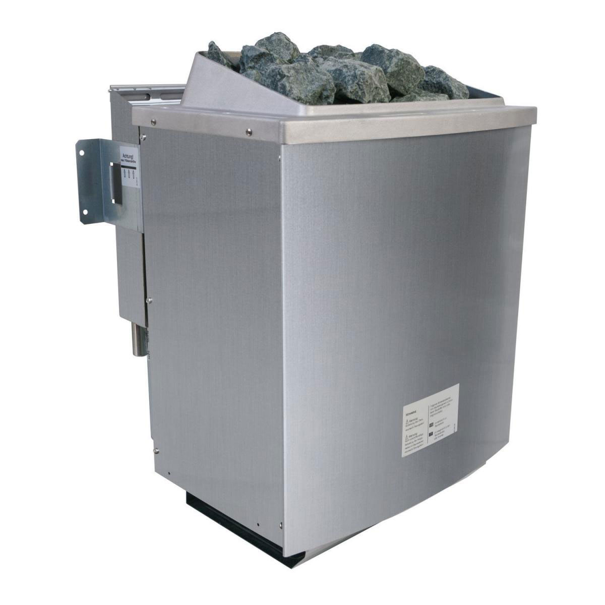 Karibu Saunahaus Skrollan 38 mm 9 kW Bio Ofen externe Strg moderne Tür terragrau