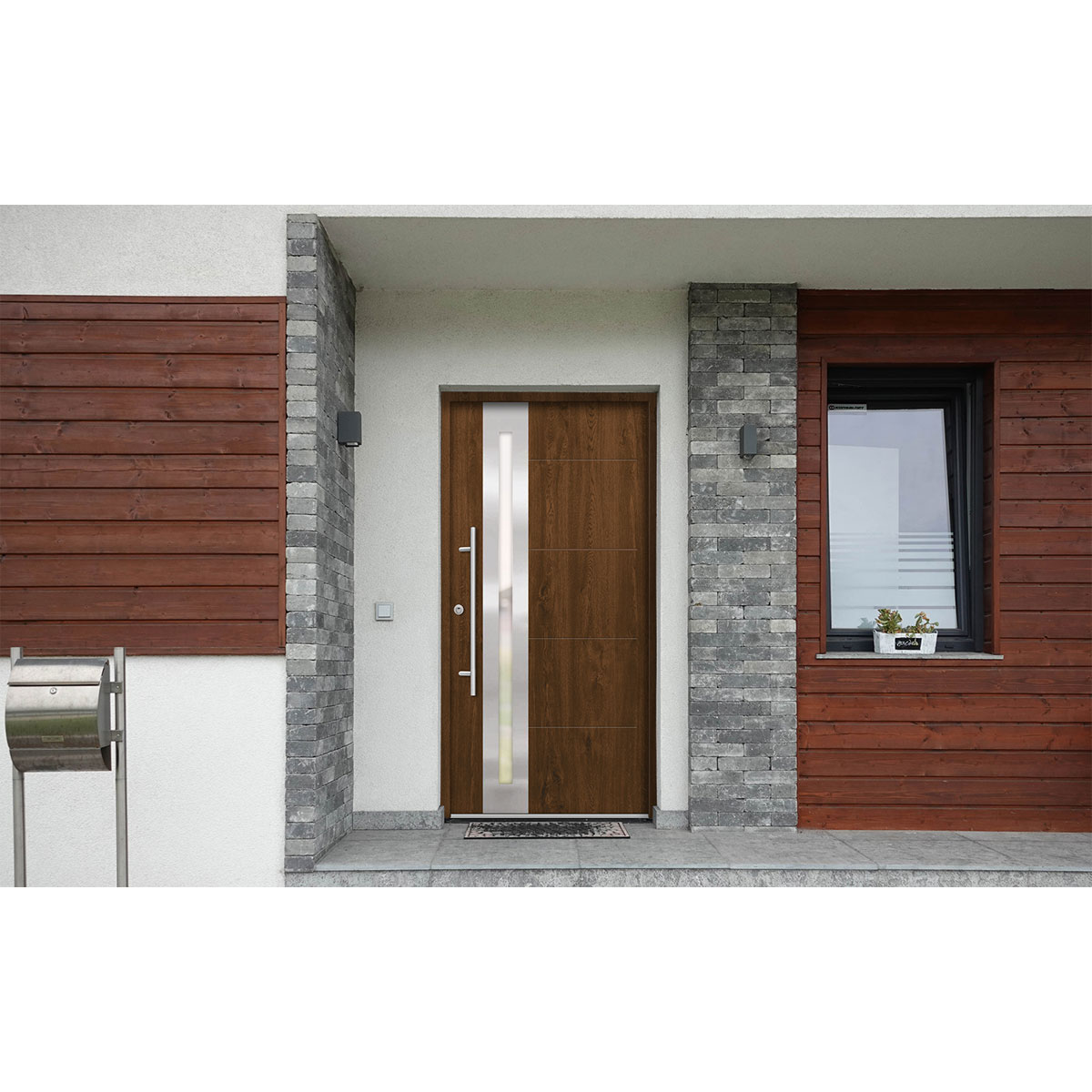 SplenDoor  Premium-Haustür Passivedoor Eksjo RC2 energiesparend einbruchsicher nussbaum 110 x 210 cm links Bild 2