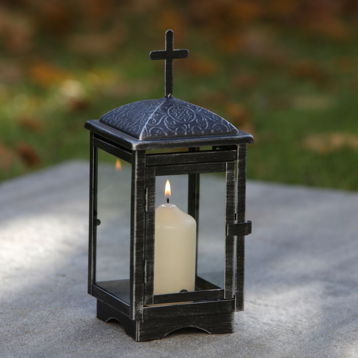 Flower Power Grablaterne RUBI schwarz Glas Metall (ohne Kerze) Bild 3