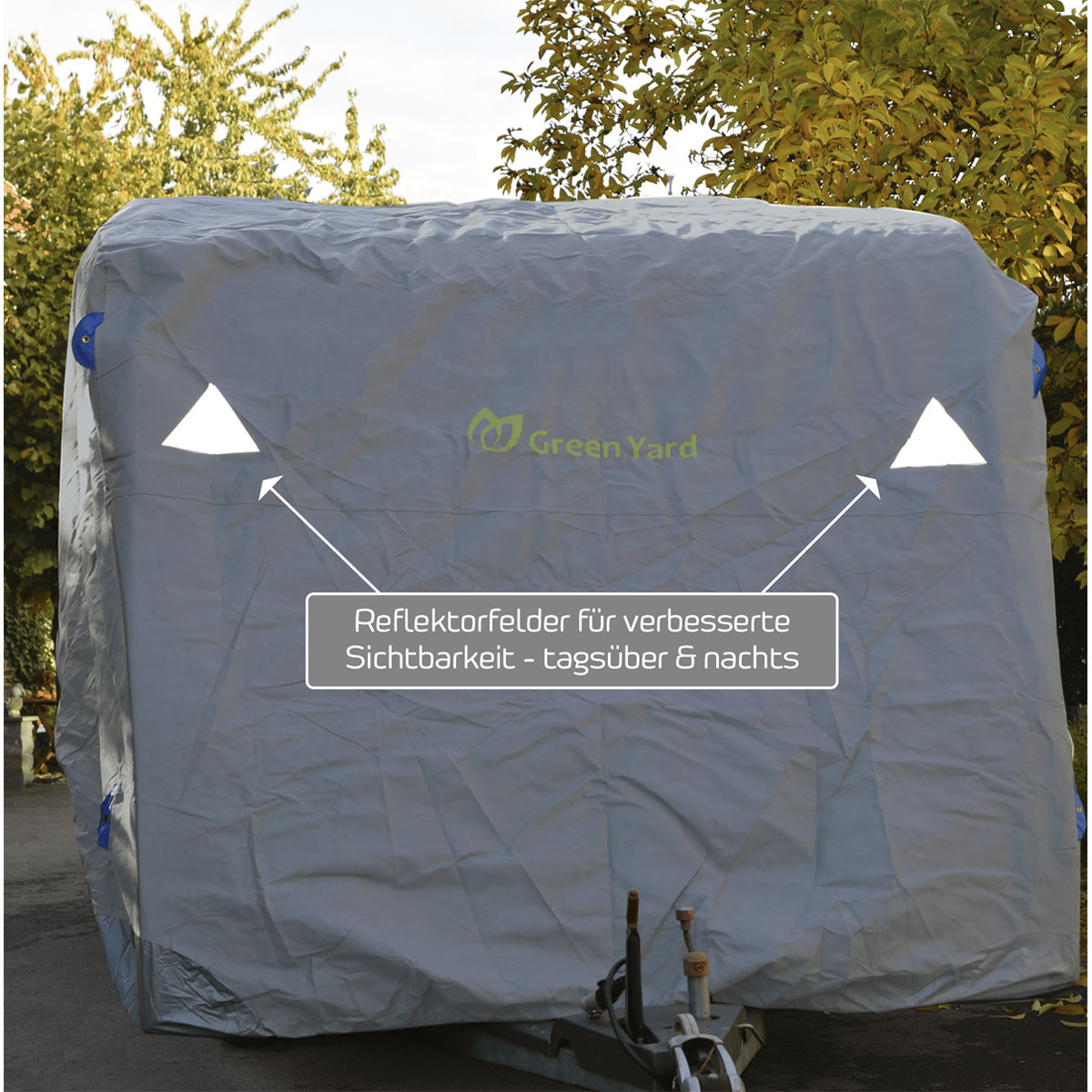 GreenYard Wohnwagen Abdeckplane mit Reflektoren Gr. S 460 x 250 x 220 cm Bild 3