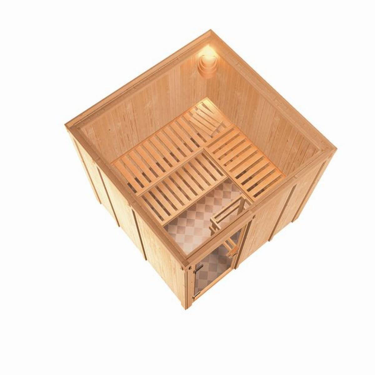 Karibu Systemsauna Rodin 68 mm 9 kW Ofen externe Strg modern ohne Dachkranz Bild 3