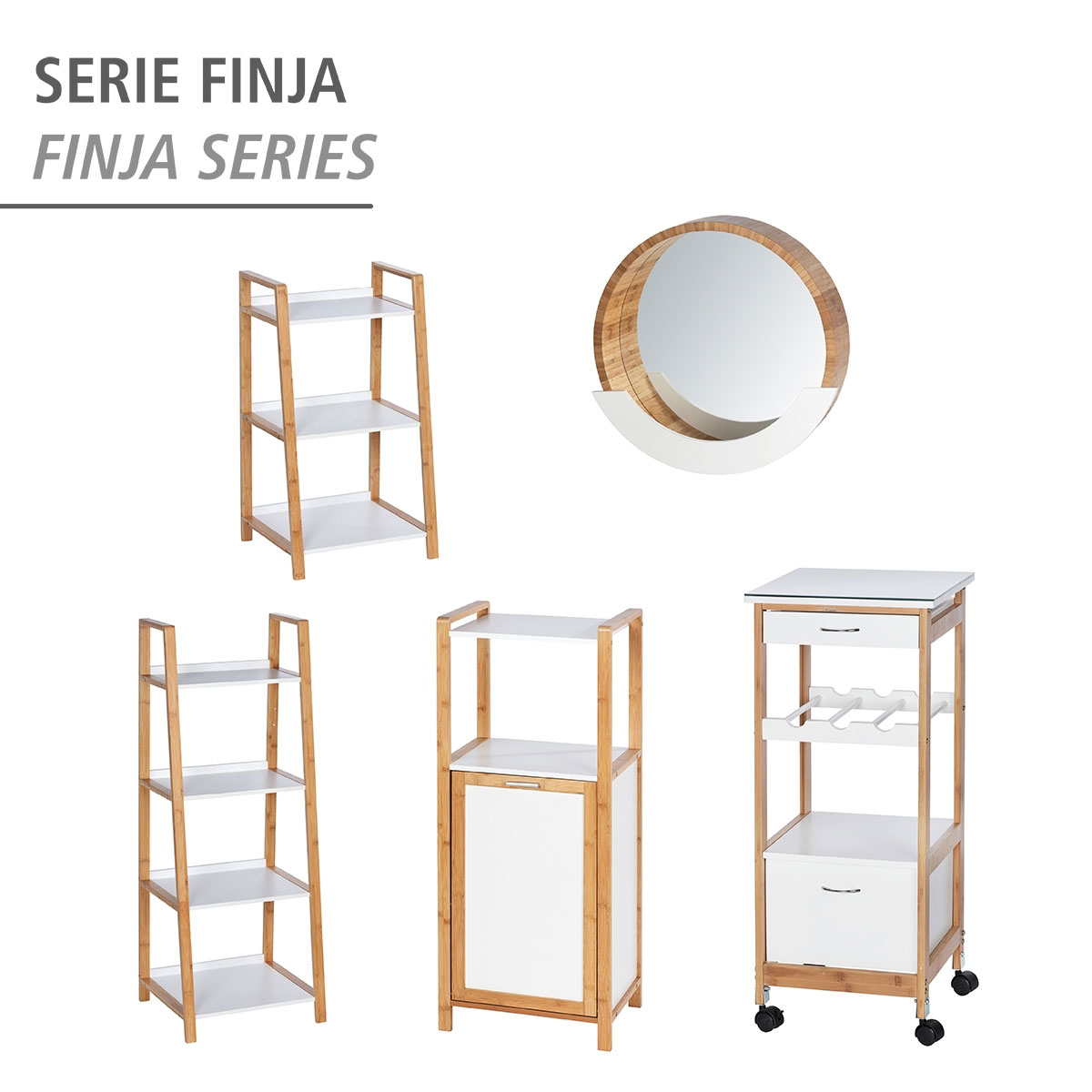 Wenko  Regal Finja aus Bambus mit 3 Etagen 43 x 76 x 36 cm Bild 5