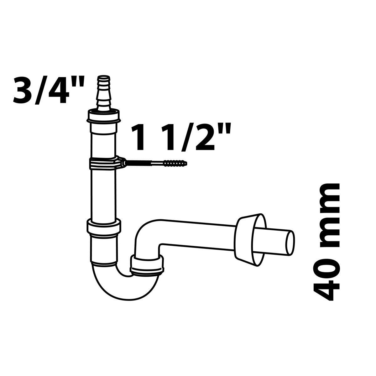 Kirchhoff Waschgeräte-Röhrensiphon ECO-SAVE KS 1 1/2" x Durchmesser 40 mm mit 3/4" Geräteanschluss Bild 2