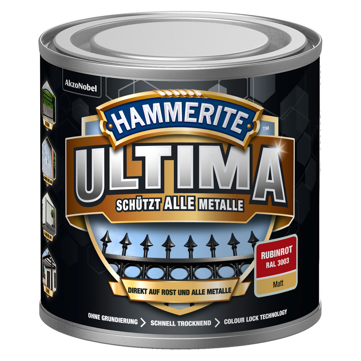 Hammerite Metallschutzlack Ultima rubinrot matt 250 ml