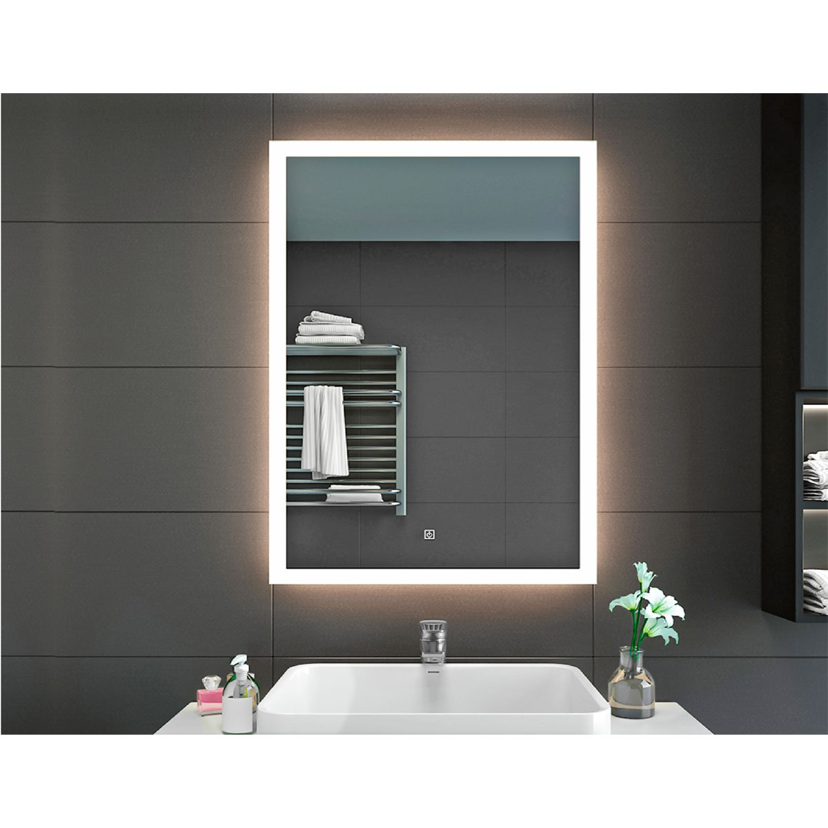 Valblue LED Spiegel Frame ca 60 x 80 cm Touch-Sensor dimmbar Bild 1