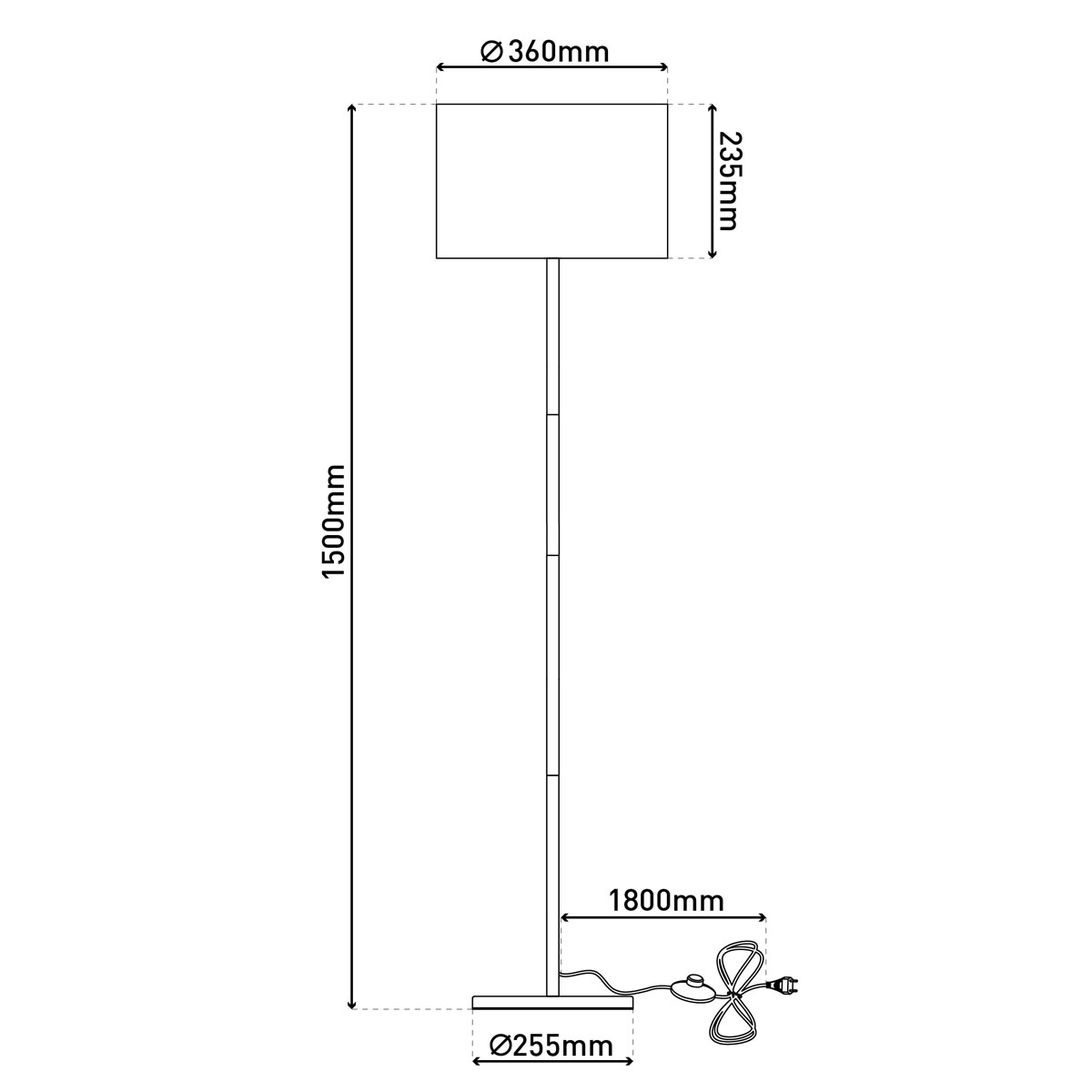 näve  Stehleuchte Tessile schwarz 36 cm Textil Bild 9