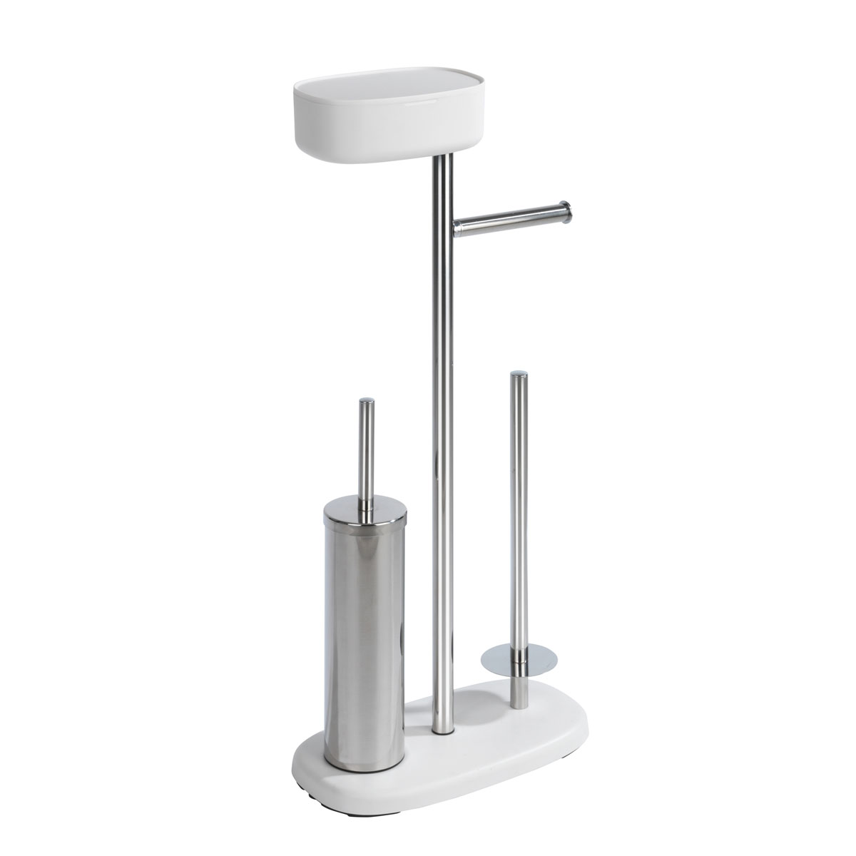 Wenko  Stand WC-Garnitur mit Box Rivazza Weiß integrierter Toilettenpapierhalter Ersatzrollenhalter und WC-Bürstenhalter mit Ablagebox Bild 6