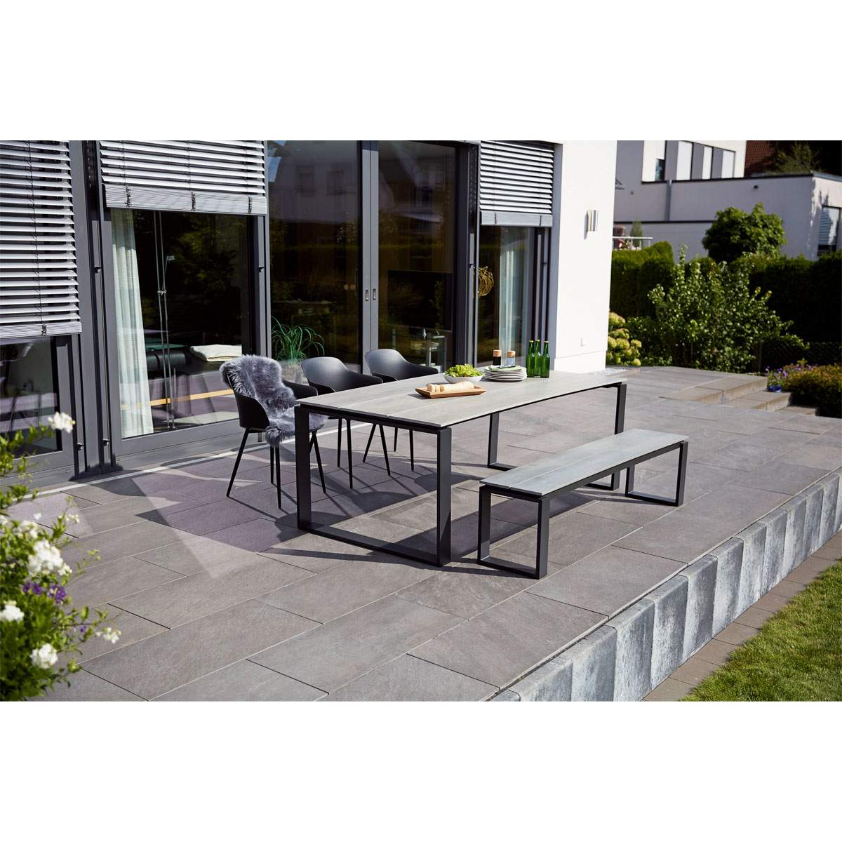 Haveson Sitzbank Madeira grau 180 x 43 x 36 cm Bild 7