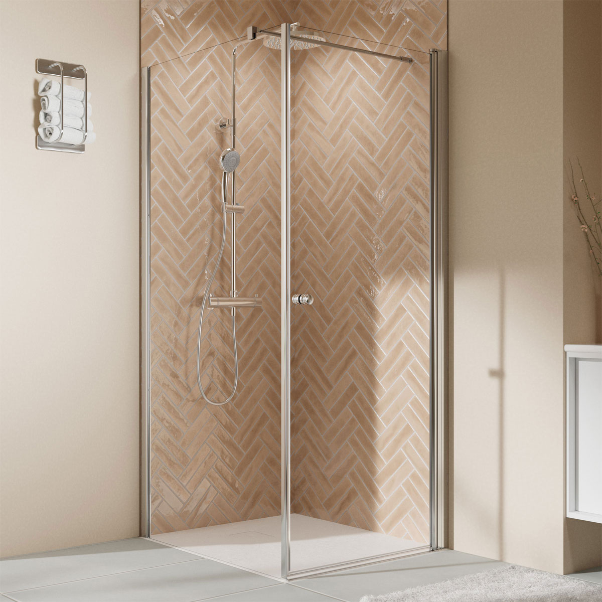 Breuer QUICK72 Elana 2.0 Seitenwand links für Drehtür Alu chromeffekt Klarglas 900 mm