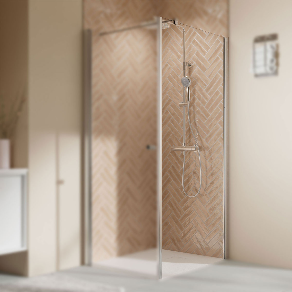 Breuer  QUICK72 Elana 2.0 Drehtür Anschlag links für Seitenwand Alu chromeffekt Klarglas 900 mm