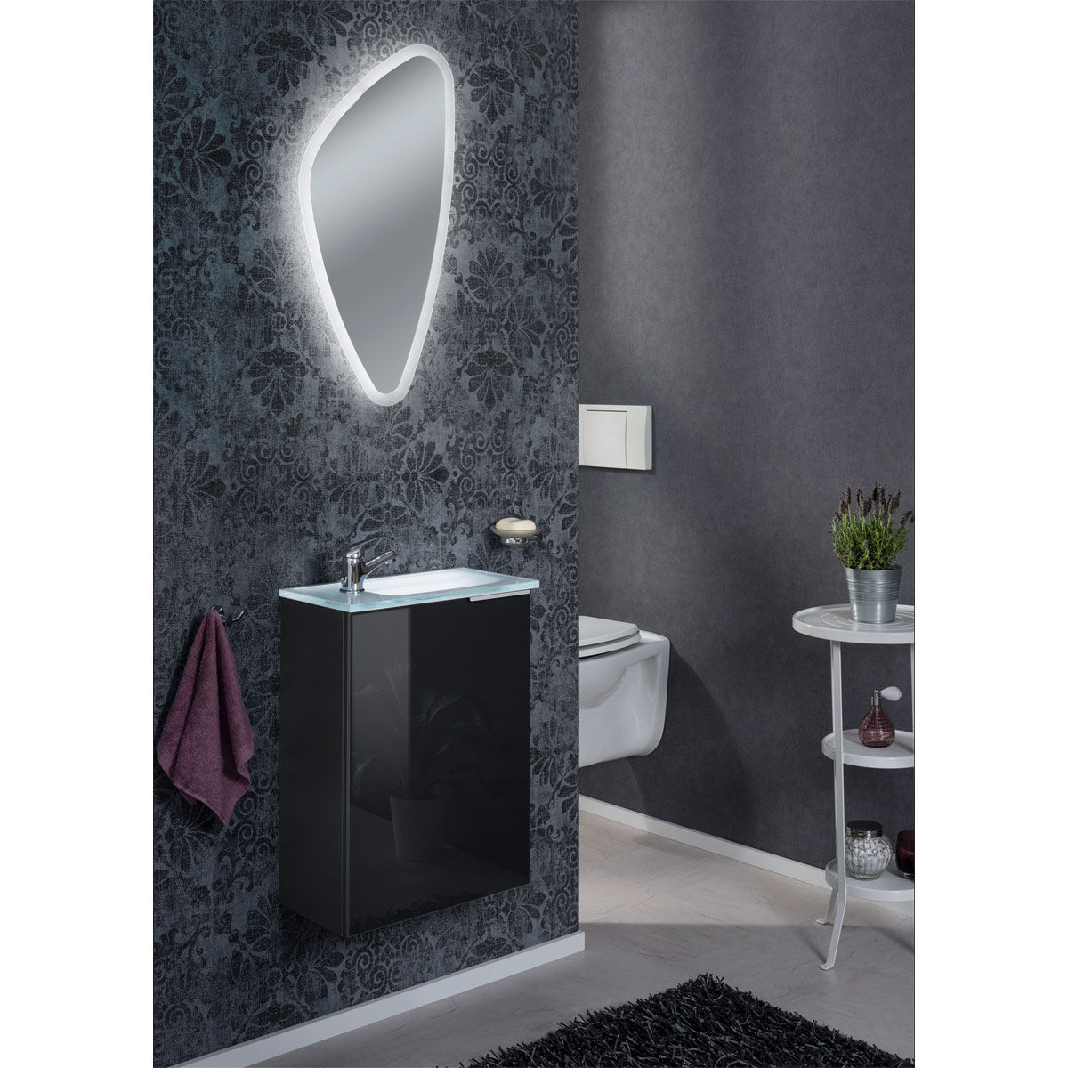 Fackelmann  Gäste-WC Waschtischunterschrank links SBC 440 x 600 x 243 mm anthrazit/lackiertes Glas Anthrazit Bild 6