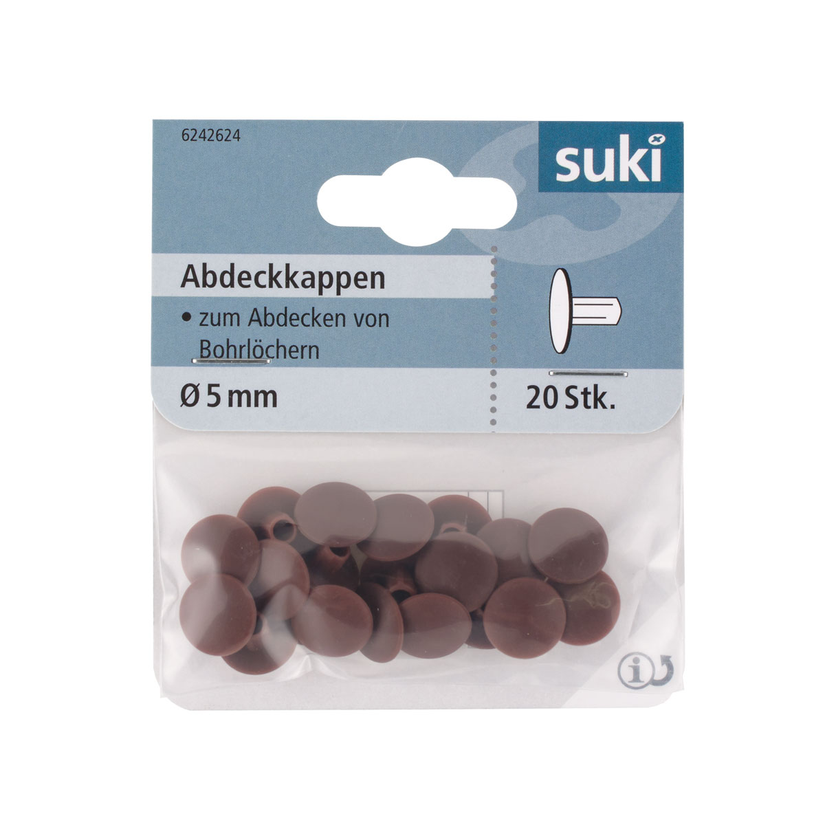 Suki Abdeckkappe Kunststoff Durchmesser 5 mm braun 20 Stück