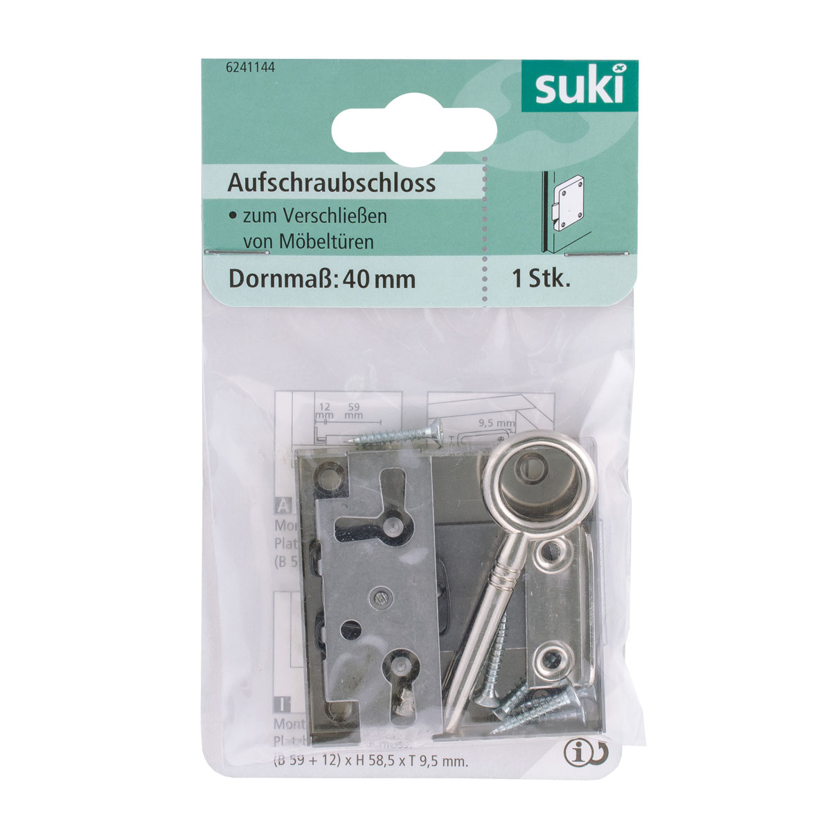 Suki Aufschraubschloss gleichschließend 40 x 59 x 58,5 mm Bild 1