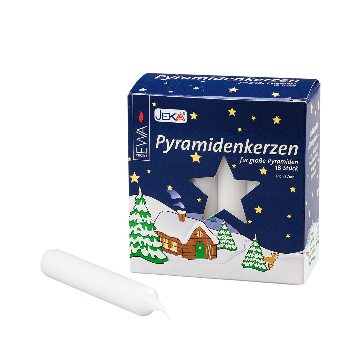 Pyramidenkerzen 18er Pack weiss gross